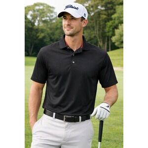 FootJoy Polo Shirt Mens XL BLACK Logo Golf Performance Stretch